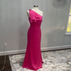 Eliza J Fuchsia One-Shoulder Dress with Embellishment